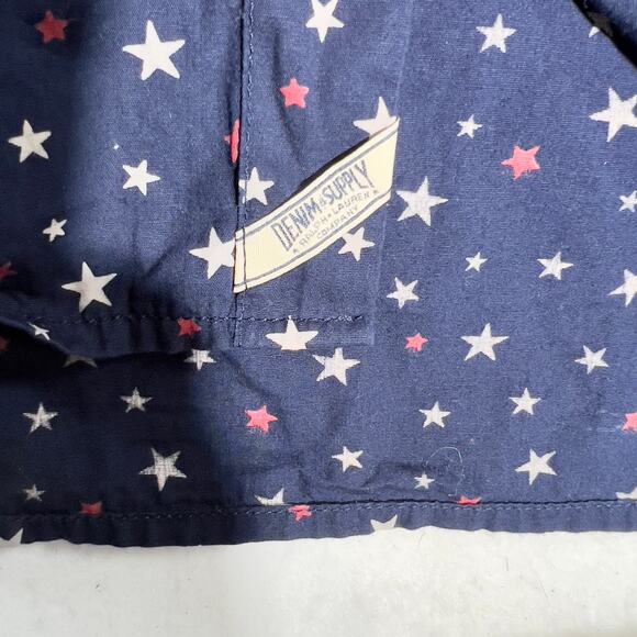 Denim & Supply Ralph Lauren Button Shirt Men XXL Reg Fit Red White Stars on Blue - Picture 5 of 12